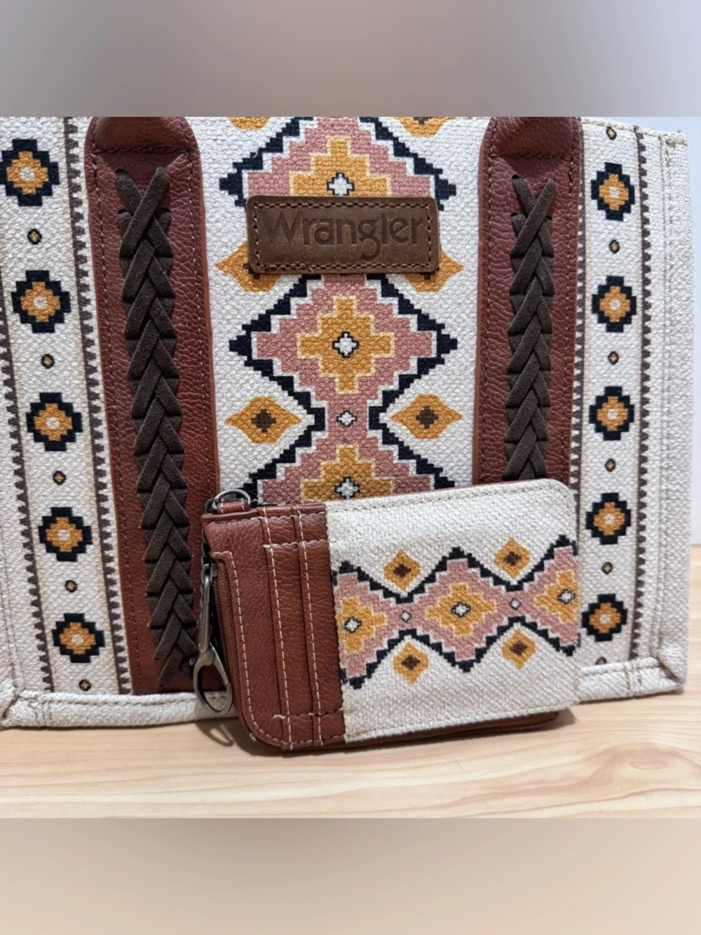 Wrangler SOUTHWEST PRINT MINI TOTE Crossbody Purse w/Strap + Mini Zip Card Case - Picture 13 of 15